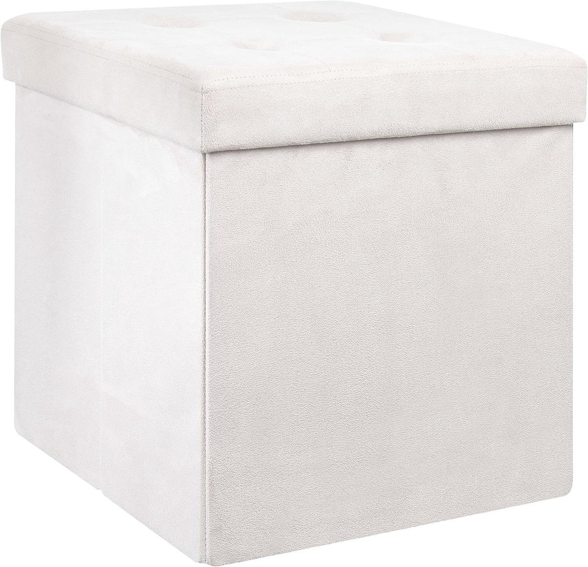 Opvouwbare Poef - Zitzak Kruk - Opbergen Woonkamer - Gecapitonneerd Deksel - 375 cm - Beige