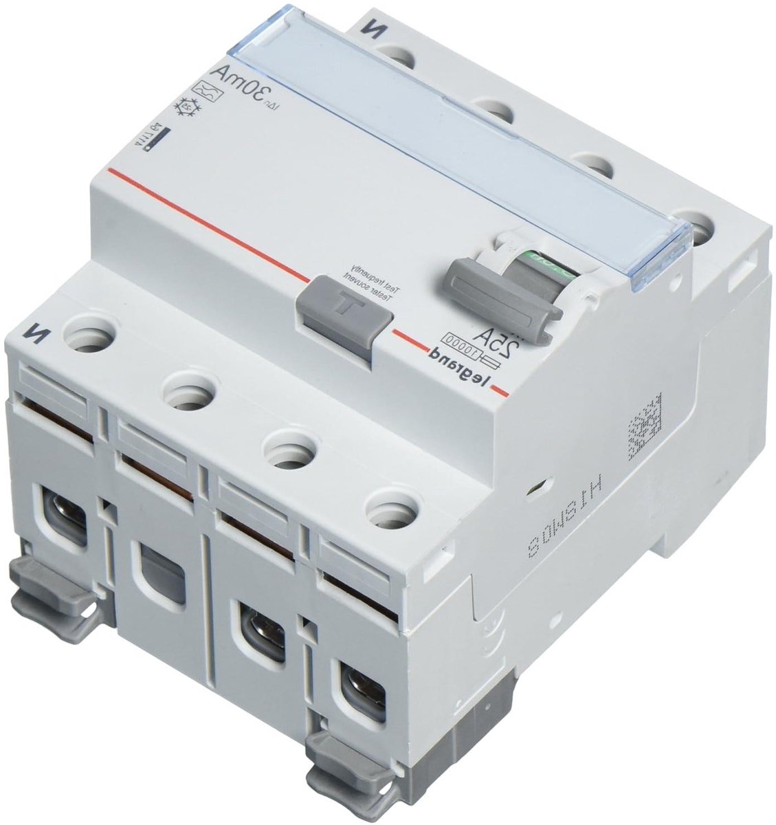 FI Zekering - Aardlekschakelaar - Elektrische Beveiliging - Type A - 25A 4P - Grijs