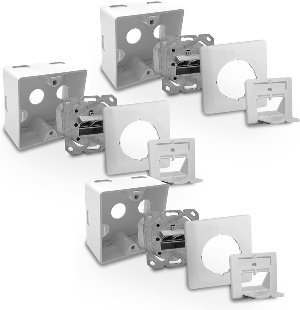 Netwerkdoos RJ45 - Data doos Ethernet poort - Netwerkverbinding maken - Volledig afgeschermd metaal - 3 stuks - Wit