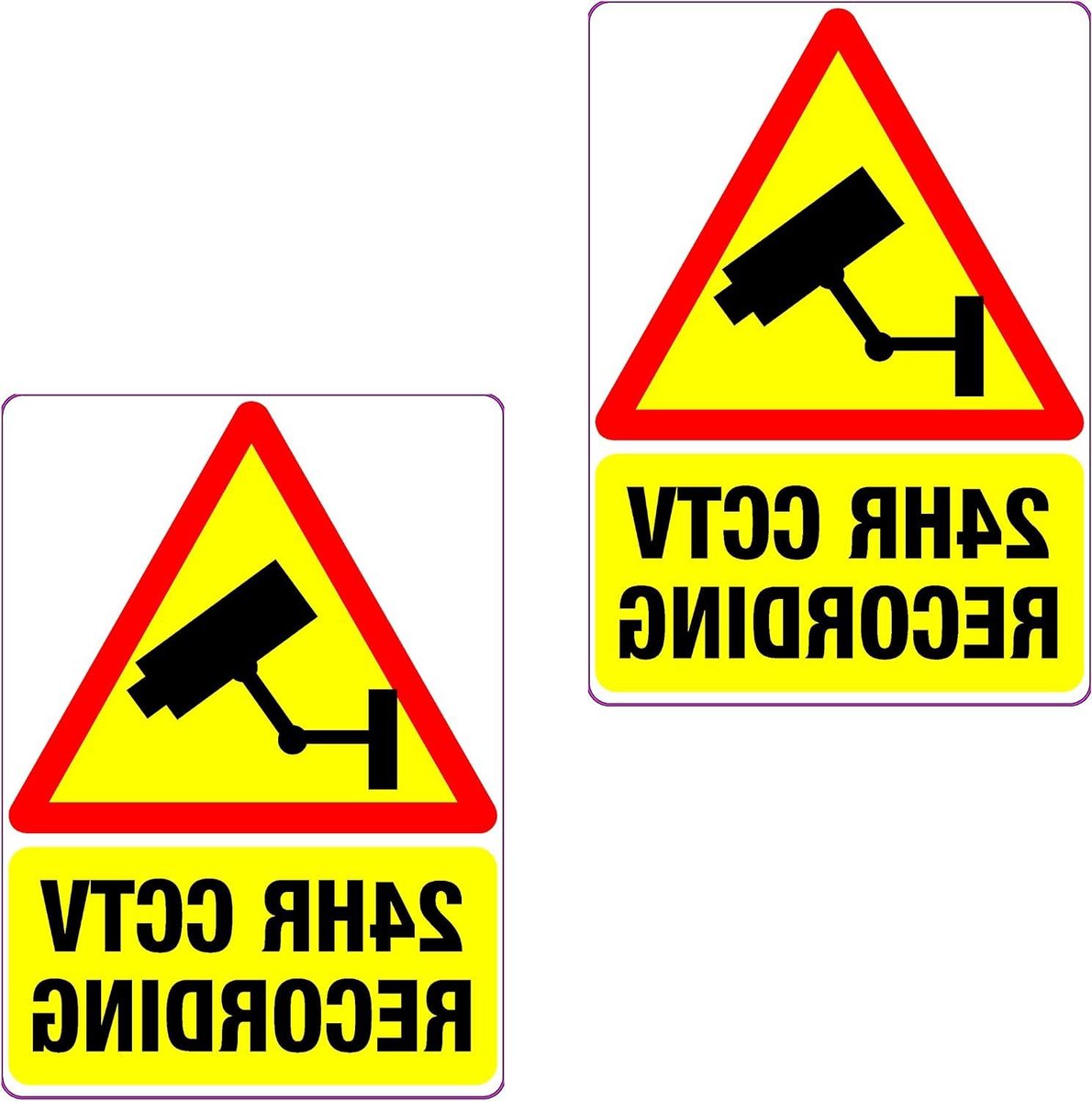 CCTV Opname Sticker - Waarschuwingssticker Beveiliging - Afschrikken Indringers - Weerbestendig Vinyl - 100x70mm - Rood