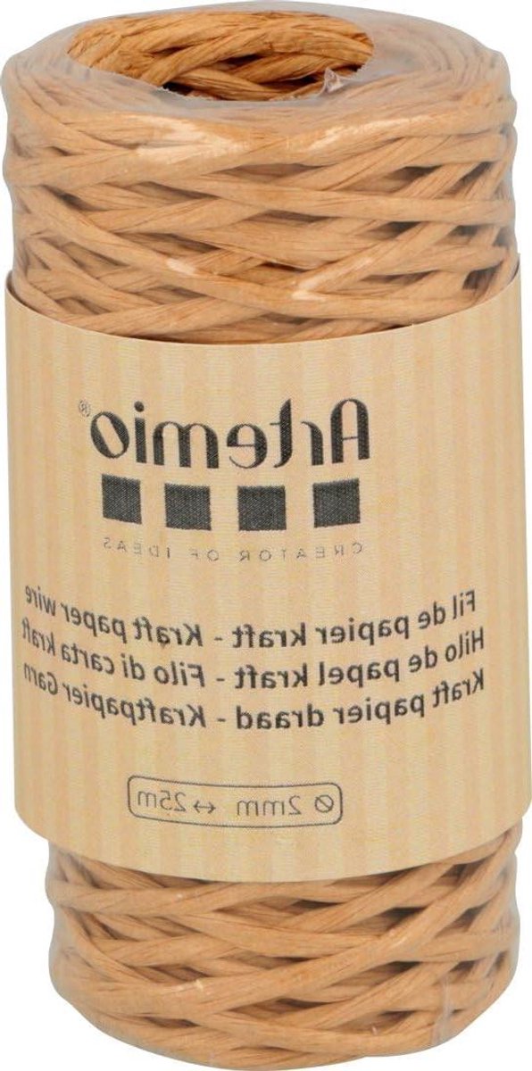 Kraftpapier Draad - Papier Garen - Knutselen Decoratie - Met Metaaldraad - 2 mm x 25 m - Bruin