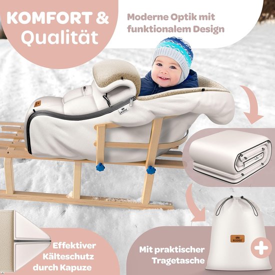 Babyvoetenzak - Winterzak - Warmte in kinderwagen - Universeel en waterafstotend - 95 cm - Beige — afbeelding 2