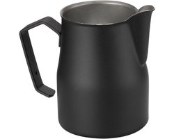 Melkkannetje Roestvrij Staal - Opschuimkannetje Barista - Koffie Maken - Professionele Kwaliteit - 350 ml - Zwart