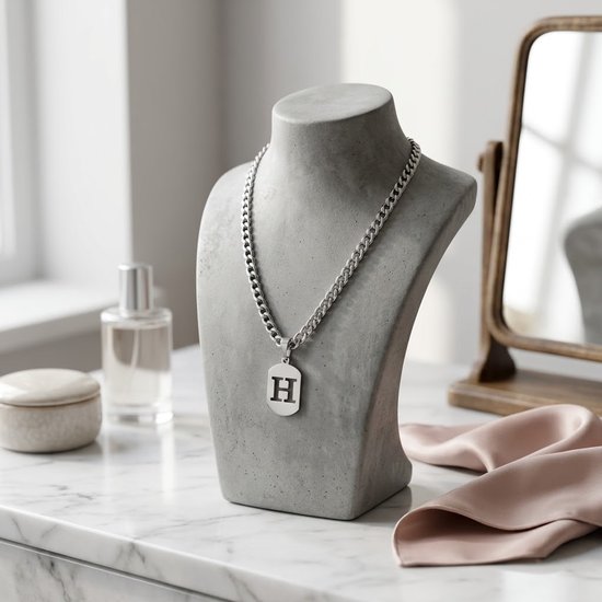 Zilverkleurige ketting heren letter hanger H schakel ketting minimalistische ketting met initiaal hanger rechthoekige hanger persoonlijke ketting voor dagelijks gebruik feest cadeau afstuderen