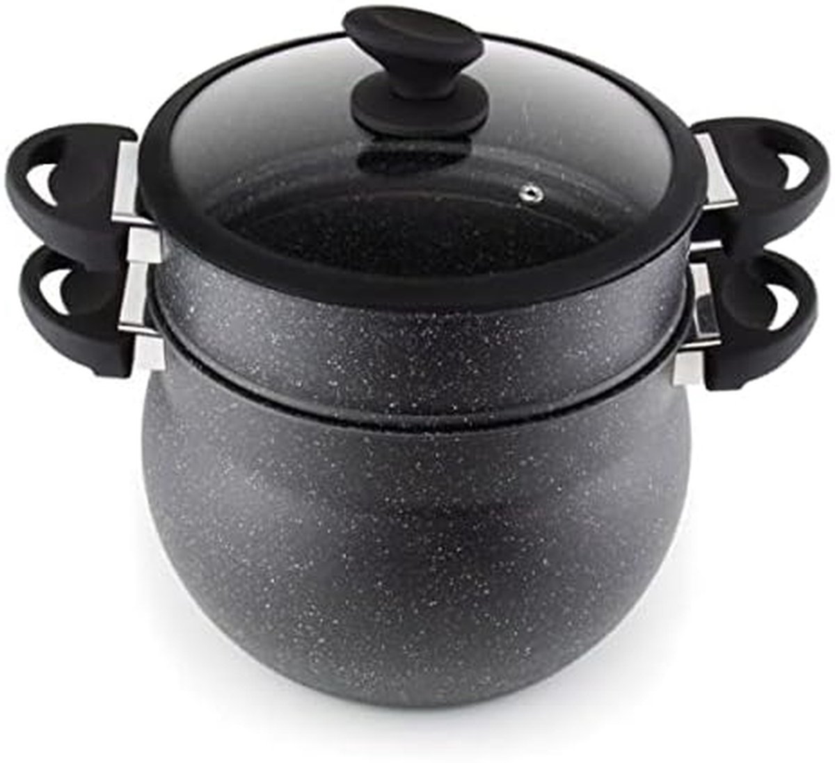 Couscous Pan Stoompan Kookpan Traditioneel Koken Hoge Kwaliteit Coating 12 Liter Inhoud Zwart