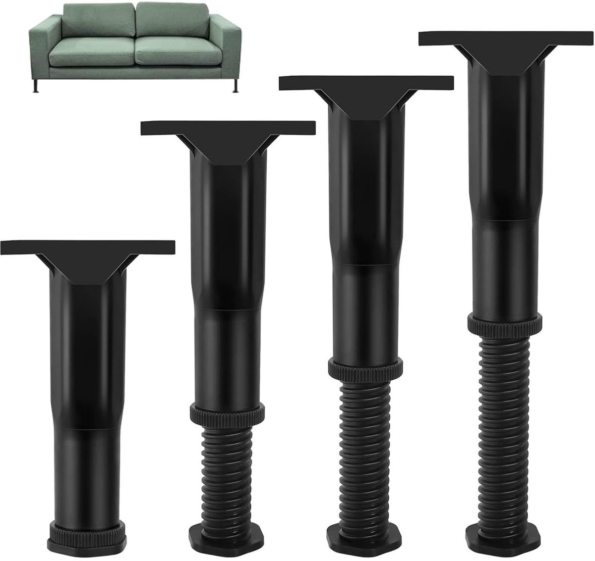 4 Stuks Verstelbare Bedframe Steunpoten, Bedframe Steunpoten, Steunpoten, Super Draagvermogen, Geschikt Voor Tafels, Kasten, Banken, Bedden (13cm-22cm)