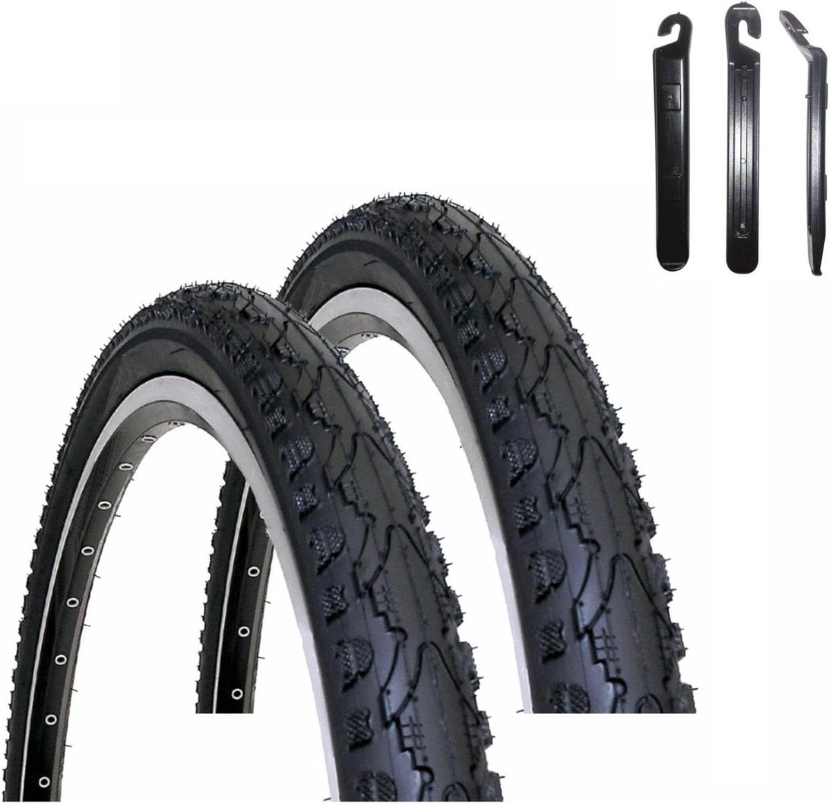 Fietsbanden Set - Banden Mantel - Fiets Onderhoud - Inclusief Bandenlichters - 16 Inch - Zwart
