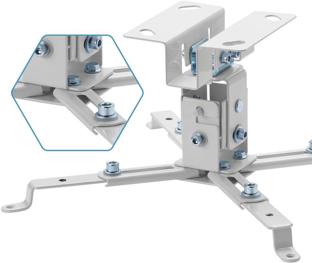 Projectorhouder - Plafondbeugel - Thuisbioscoop - Verstelbare Hoek - 370 mm - Wit