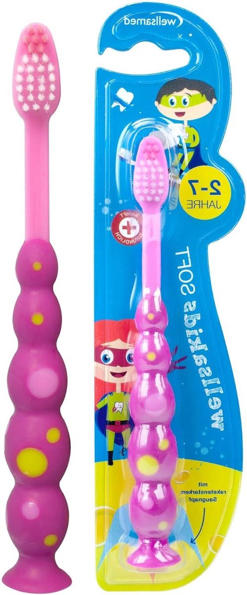 Kindertandenborstel Zacht - Poetsborstel Kinderen - Dagelijkse Mondhygiëne - Extra Fijne Borstelharen - 1 Stuk - Roze
