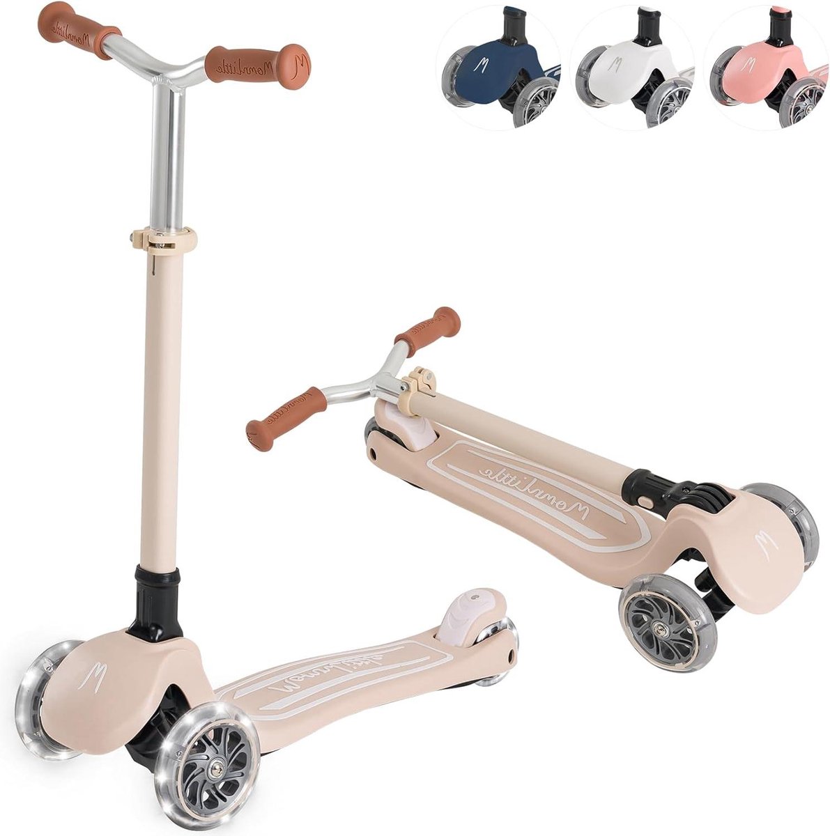 Kinderstep - Step met wielen - Buiten spelen - 3 wielen ontwerp - 4-voudig verstelbaar - Beige