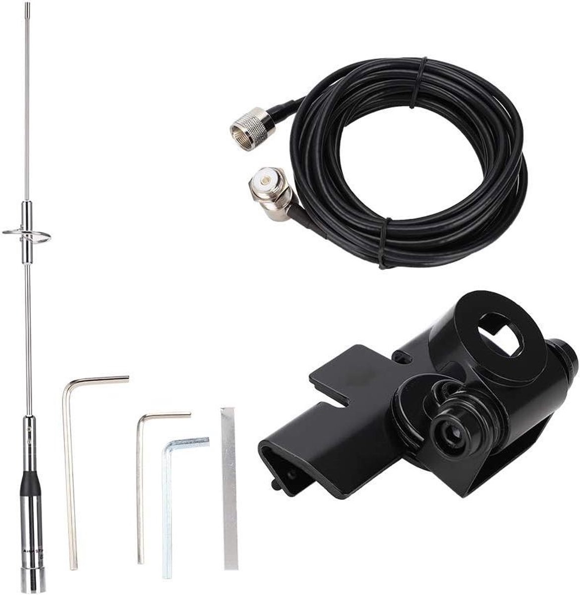 Autoradio Antenne - Mobiele VHF - Signaal Ontvangen - Volledig Waterdicht - 5m Kabel - Zwart