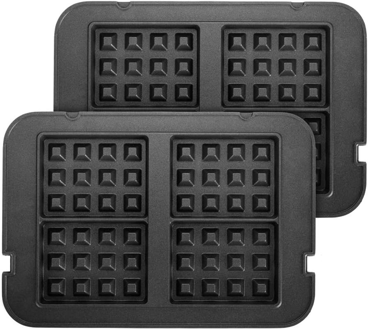 Wafelplaten Set - Wafelijzer Platen - Belgische Wafels Bakken - Vaatwasmachinebestendig - 4 Wafels Tegelijk - Zwart