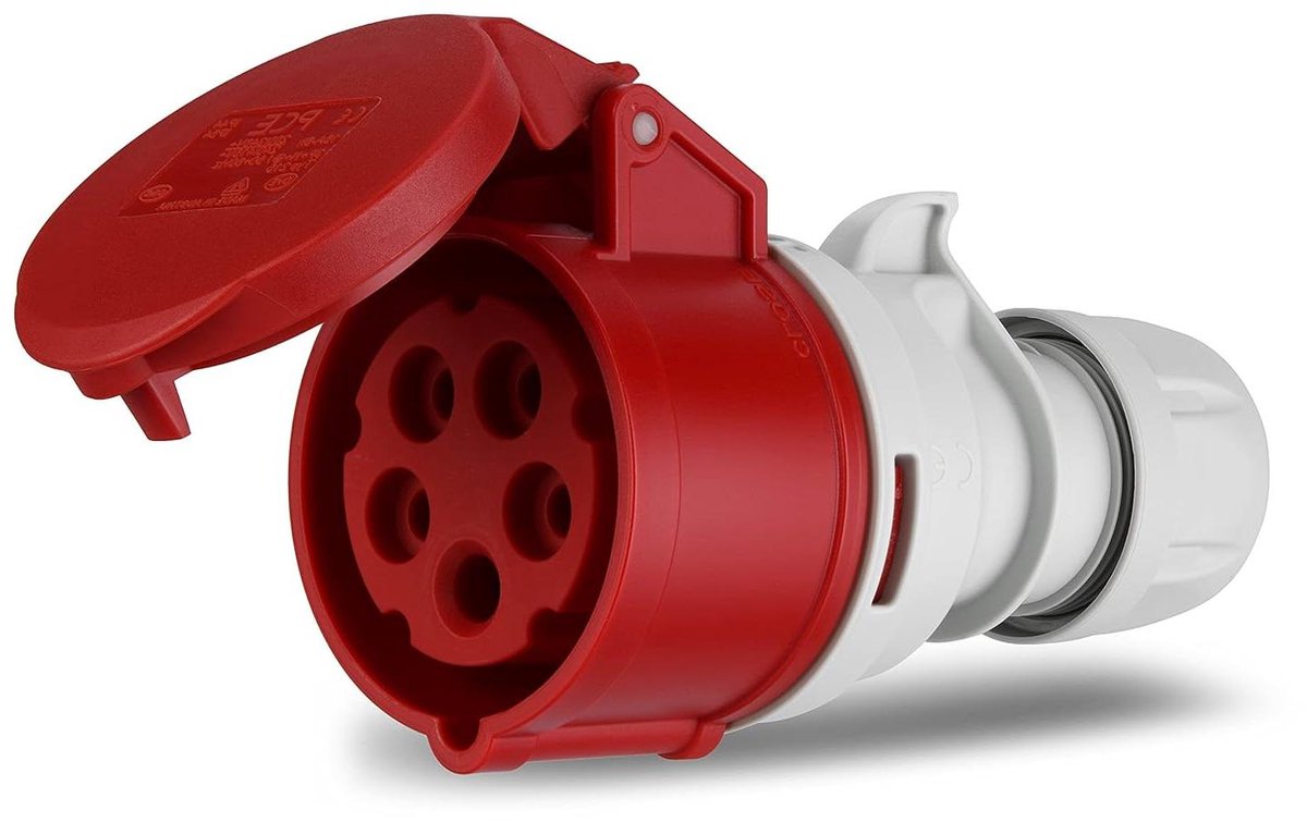 CEE Koppeling - Krachtstroomstekker Stekker - Buiten Aansluiten - Spatwaterdicht IP44 - 16A 400V - Rood