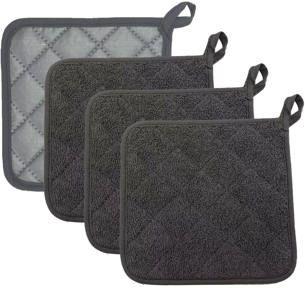 Pannenlappen voor de keuken, hittebestendig 20 cm x 20 cm, donkergrijs