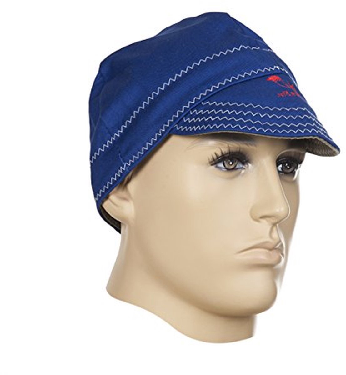 Lasmuts stof - Brandwerende kap - Veilig lassen - Moeilijk ontvlambaar - 58 cm - Blauw