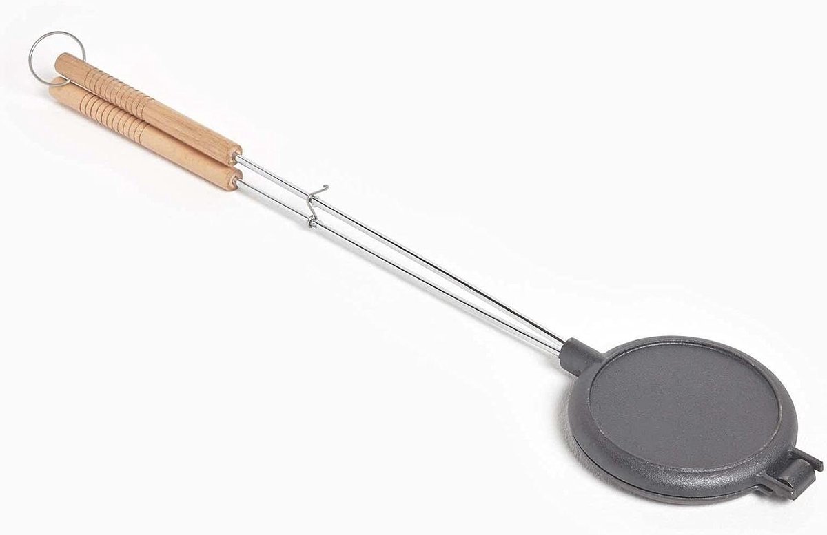 Gietijzeren Wafelijzer - Wafelmaker Barbecue - Wafels Bakken Buiten - Gelijkmatige Warmteverdeling - 82 cm - Zwart
