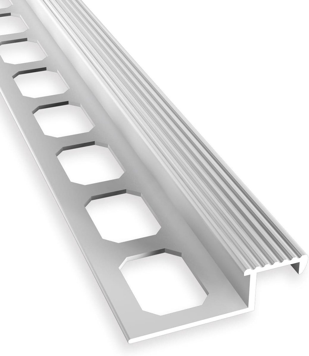 Tegelprofiel - Traprandprofiel Randafwerking - Tegels Aflsunten - Gesloten Gestanst - 2500 mm - aluminium naturel