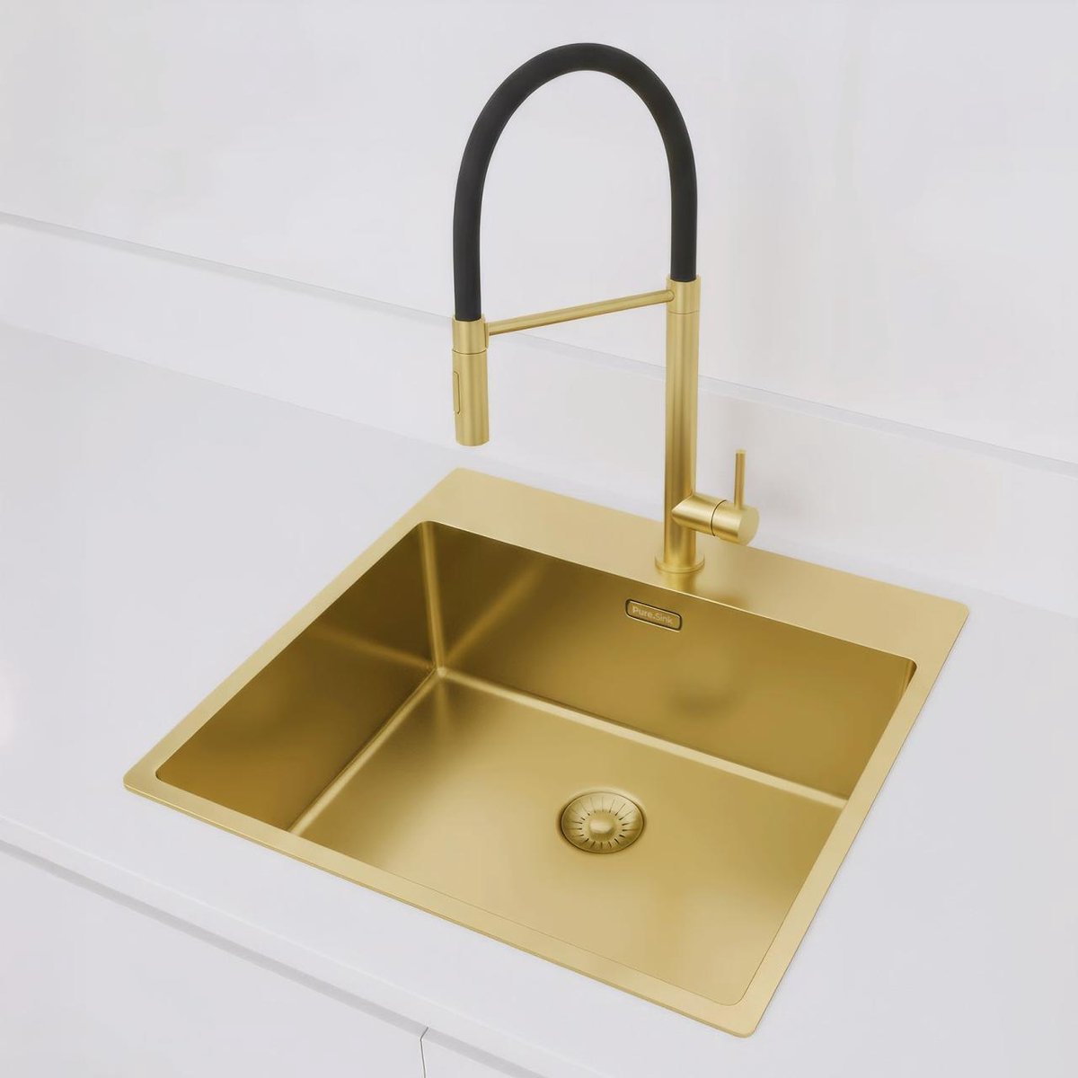 Pure.Sink Comfort Gouden spoelbak 54x52 cm Tapwing met kraangatbank PCM5040T-60