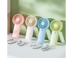 4 Stuks Hand Ventilator - Mini Fan - Elektrisch Draagbare Handventilator - Draagbare Mini Ventilator - Lange Accuduur - Lichtgewicht - Stille - Inclusief Draagkoord - Voor Thuiskantoor, Reizen, Buiten - Roze, Wit, Blauw, Groen
