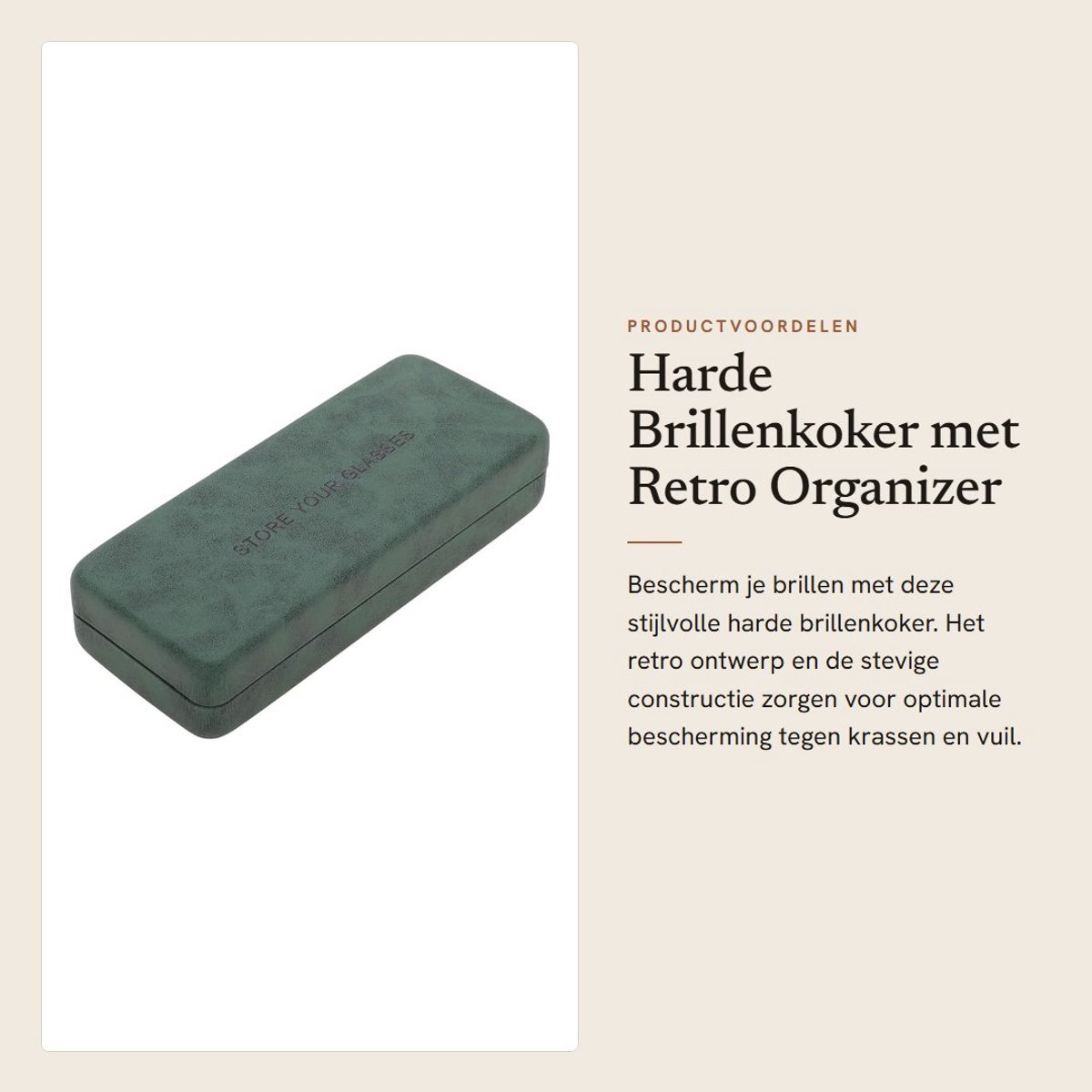 Dailygoods- Brillenkoker Harde Schaal - Brillenkoker Dames - Brillenkoker Retro - Brillenkoker Bescherming - Brillenkoker Lichtgewicht - 16 x 6,5 x 3,5 cm - Brillenetui