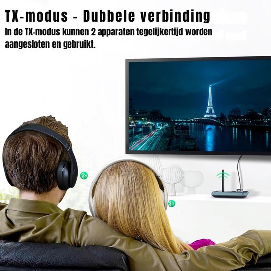 KAD® Bluetooth Adapter - 3-in-1 Bluetooth TV-adapter - Bluetooth Receiver - Bluetooth Transmitter - Zwart - 11cm x 10cm x 3cm van kad — afbeelding 5