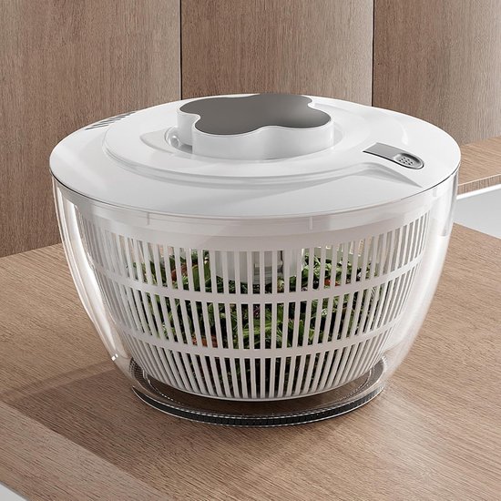 Slacentrifuge - Keuken Droger - Verse Salades Maken - Handmatig en Draagbaar - 5 Liter Inhoud - Wit — afbeelding 4