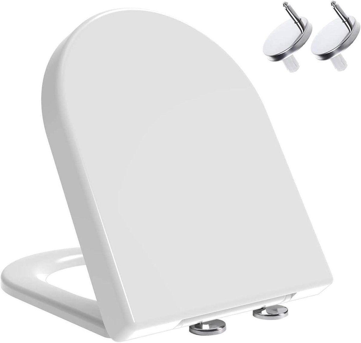 Toiletbril D-vorm - WC-bril zacht sluitend - Hygiënisch en comfortabel - Afneembaar met snelsluiting - Standaard D-vorm - Wit