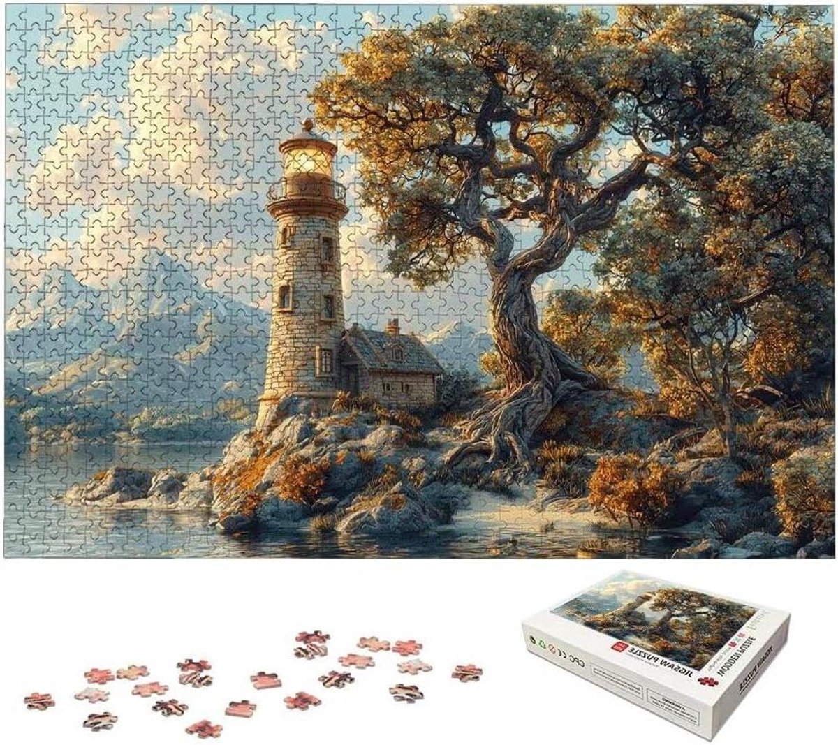 Legpuzzel 2000 stukjes - Landschapspuzzel Volwassenen - Ontspanning Thuis - Hout met Lettermarkering - 100x70 cm - Meerkleurig