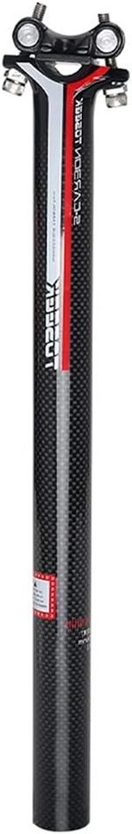 Fiets Zadelpen Koolstofvezel - Zadelsteun Racefiets MTB - Comfortabel Fietsen - Schokbestendig Ontwerp - 316 x 400 mm - Rood