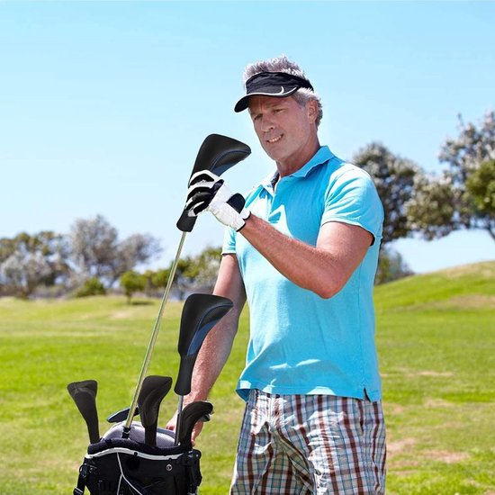 Golfclubhoesjes - Golfclubcovers - Clubcovers - Beschermhoezen voor drivers - Golfaccessoires - Driedelige set - Bescherm uw clubs - Katoenen materiaal - Geschikt voor volwassenen, kinderen en golfliefhebbers - Blauw — afbeelding 5