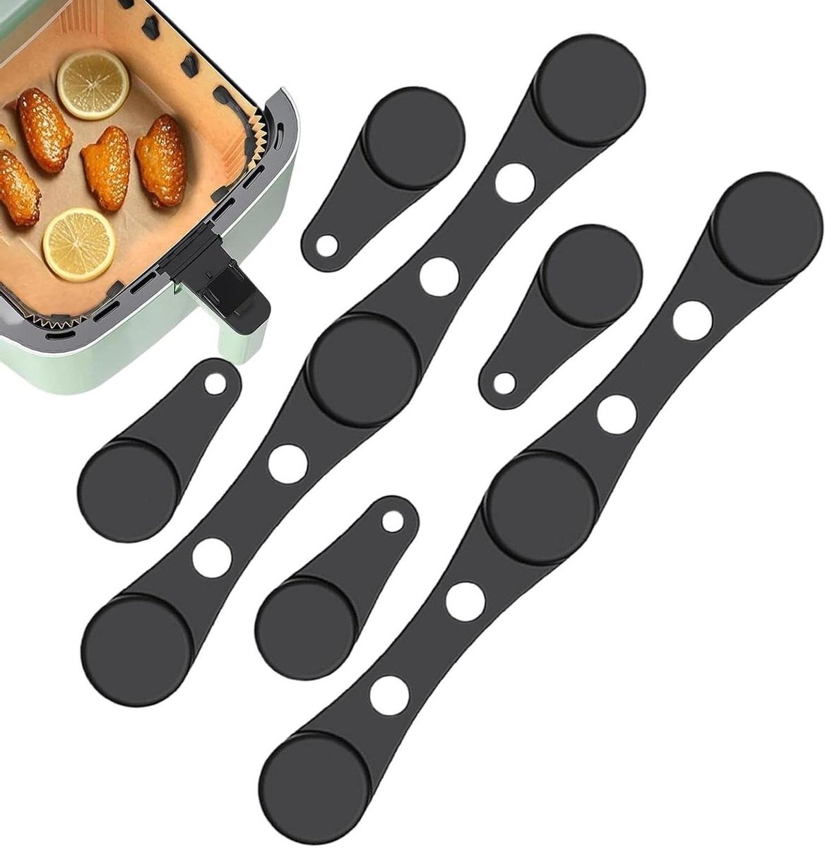 Airfryer Magneten - Hittebestendig - Bakken en Frituren - Sterke Magneet - 2 Sets - Zwart