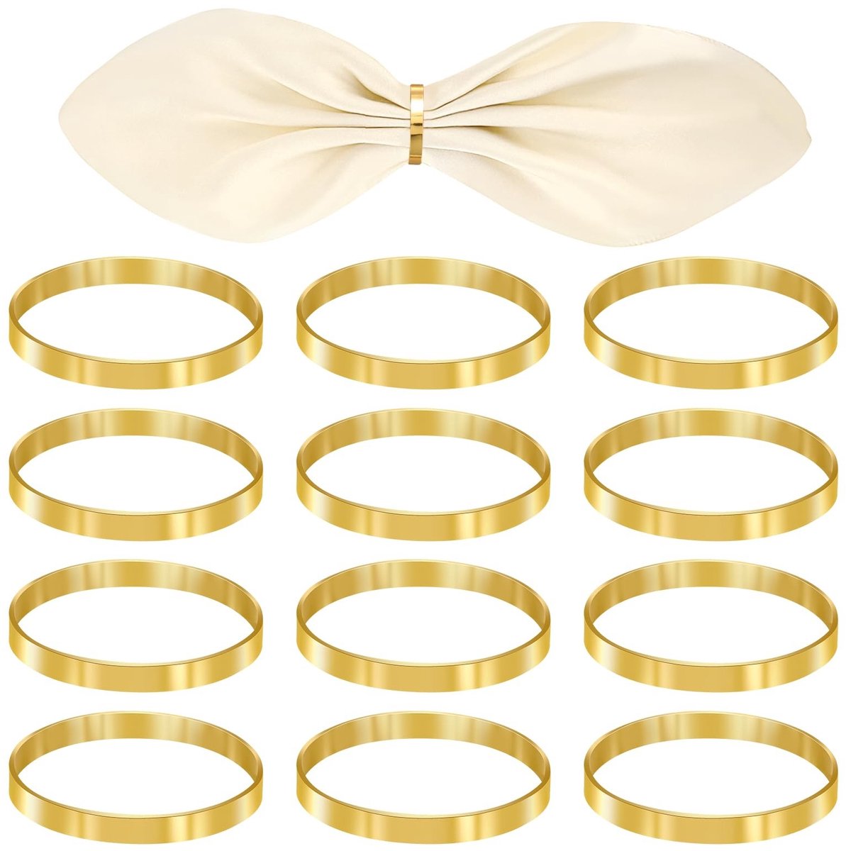 Dailygoods- Servetringen Goud - 12 Stuks - Elegante Servetringen - Tafeldecoratie - Hoogwaardig Materiaal - Maat 4,2 x 0,5 cm - Napkin Rings
