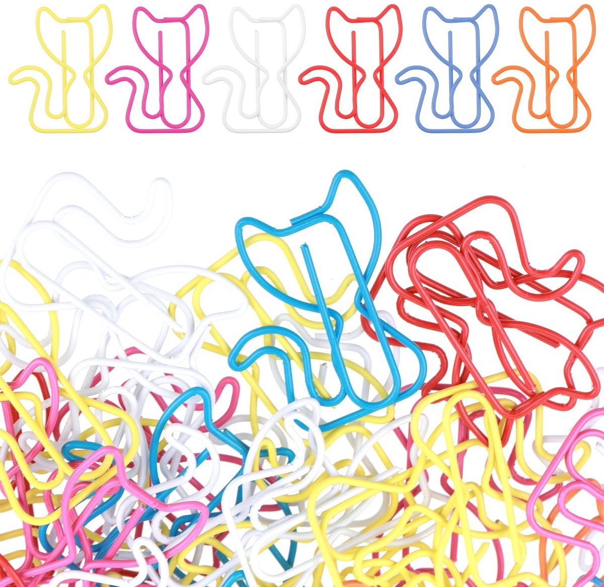 Dailygoods- Paperclips 50 Stuks - Kattenvorm - Kleurrijke Dierenbladwijzers - Grappige Kantoorgeschenken - Creatieve Decoratie - Hoogwaardig Metaal - Kantooraccessoires