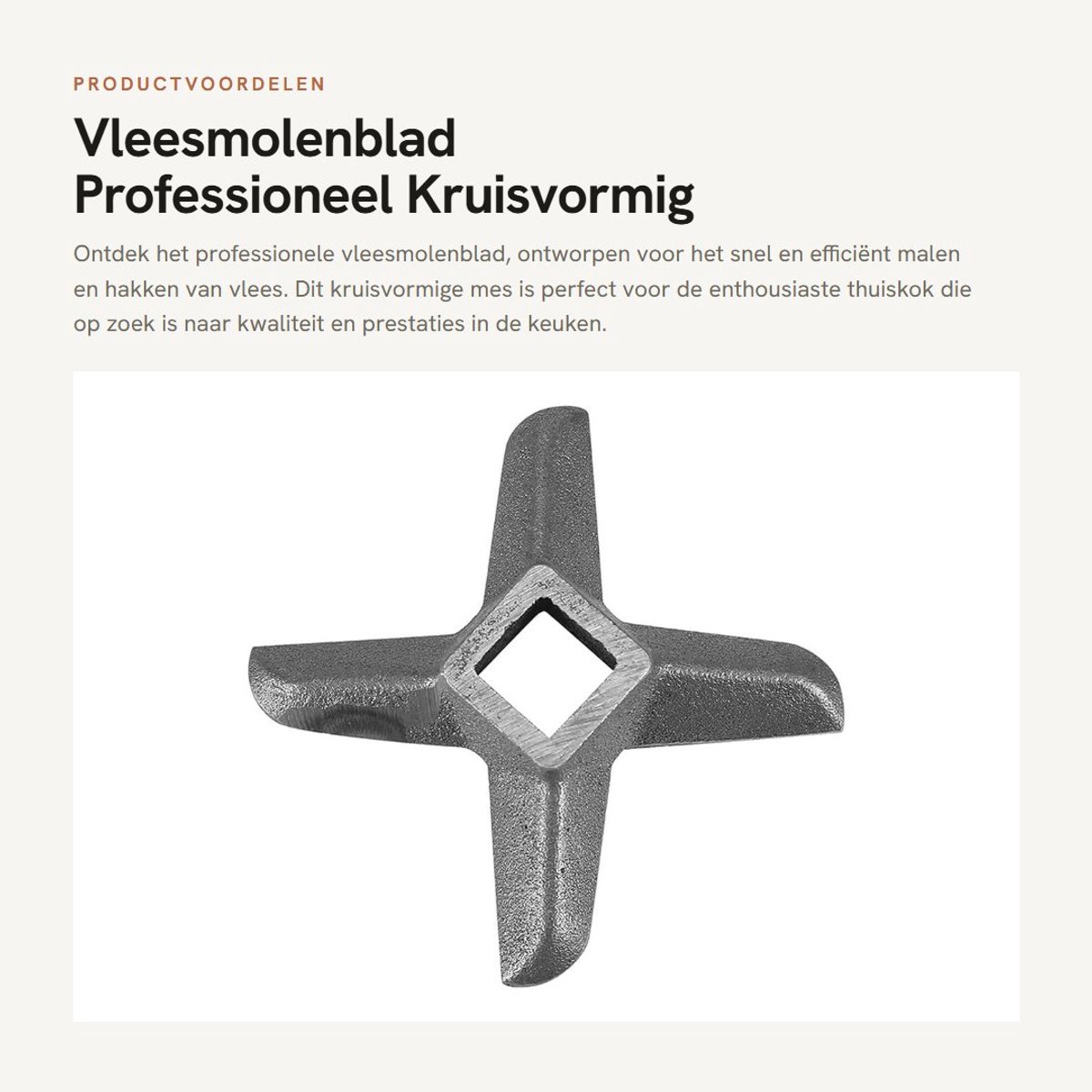 Dailygoods- Vleesmolenblad Professioneel - Kruisvormig Ontwerp - Duurzaam Staal - Universeel Vervangingsonderdeel - Scherp Mes - Eenvoudig Schoonmaken - Vleesmolenmes