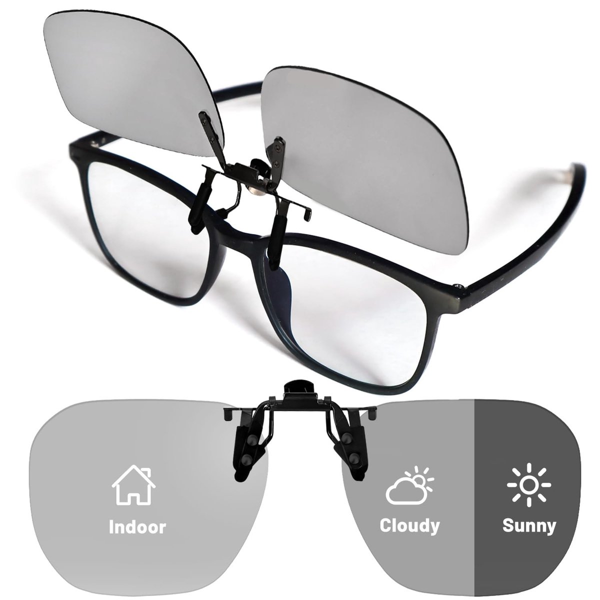Dailygoods- Nachtzichtbril - Clip-on Bevestiging - Gepolariseerde Helderheid - Slimme Lichtaanpassing - Consistent Kijkcomfort - Geschikt voor Autorijden/Vissen - Zonnebril
