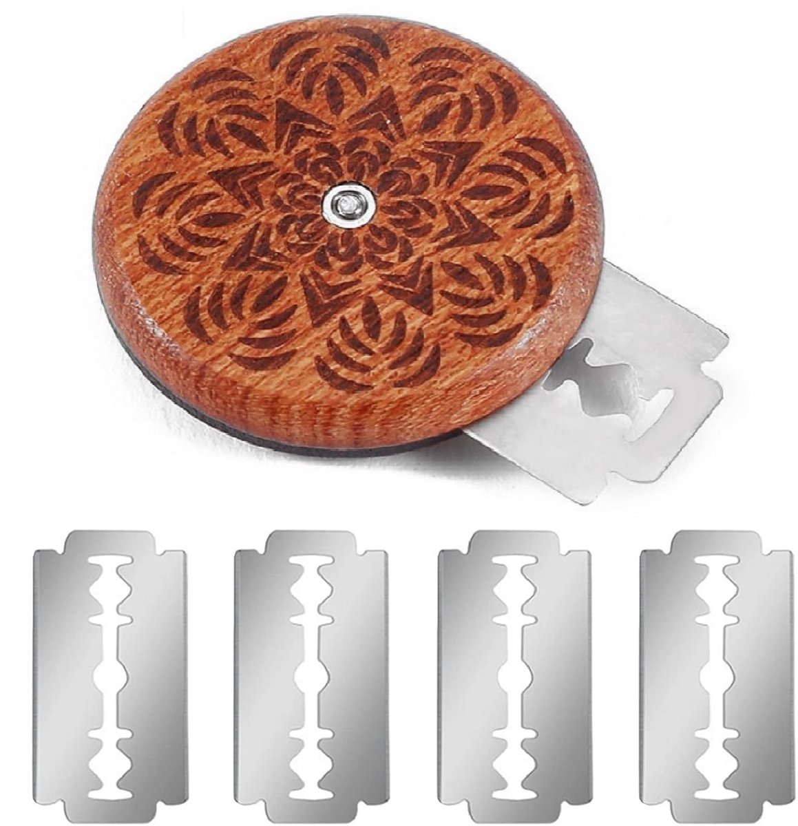 Dailygoods- Broodmes Met 5 Verwisselbare Messen - Roestvrij Stalen Messen - Houten Handvat - Compact - Ideaal Voor Snijden Van Brood - Snijmes