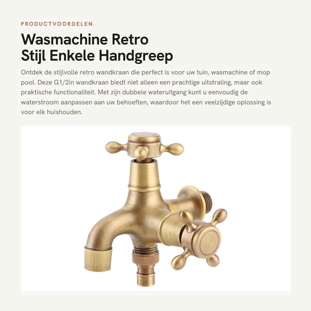Dailygoods- Waterkraan Retro Stijl - Enkele Handgreep - Dubbele Wateruitlaat - Antiek Geborsteld Koper - Slijtvast - Geen Lekkage - Kraan