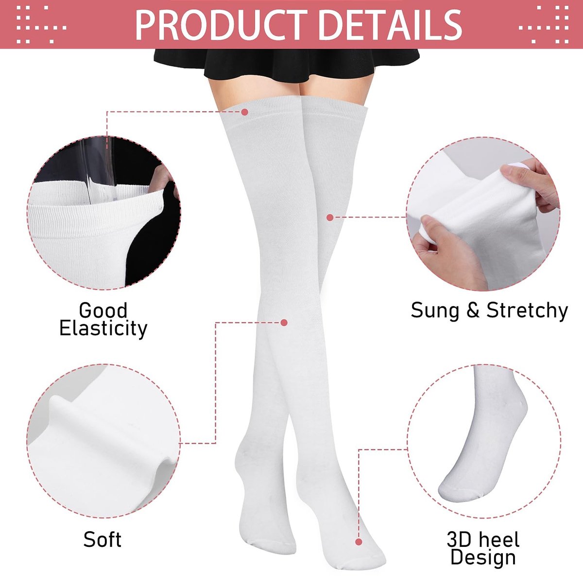 Dailygoods- Dijbeenhoge Sokken - Extra Lange Kousen - Katoenen Sokken - Comfortabele Beenwarmers - Zachte Polykatoen - Goede Elasticiteit