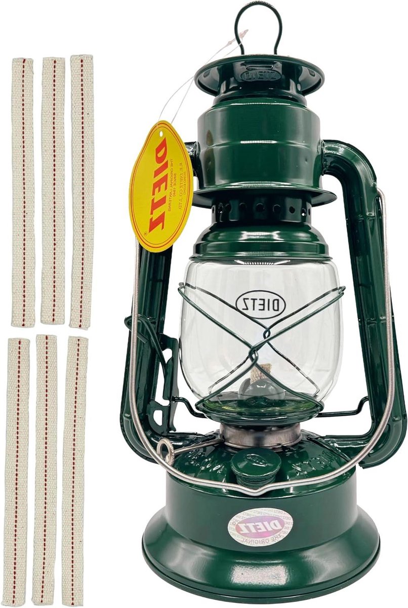 Olie Lamp - Kerosine Lamp - Kamperen en Noodverlichting - Decoratief en Functioneel - 17 oz Brandstof - Groen