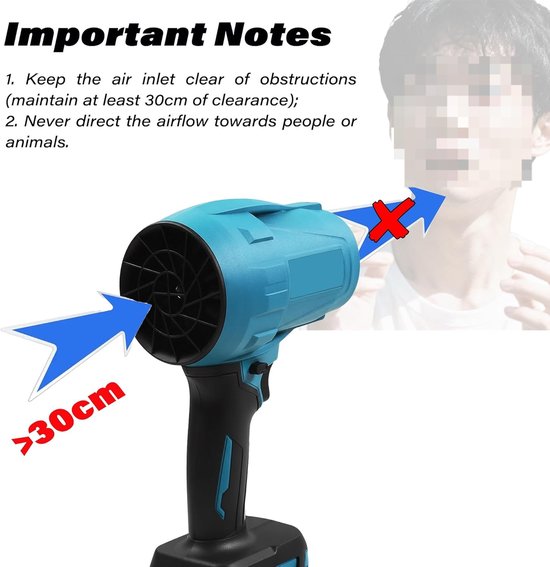Geschikt voor Makita Turbo Jet blazer, hogesnelheids mini ventilator blazer, geschikt voor Makita 18V batterij, draadloze handmatige turboblazer, geschikt voor sneeuwblad reiniging en kamperen, standaard model (exclusief batterij) van geschikt-voor — afbeelding 3