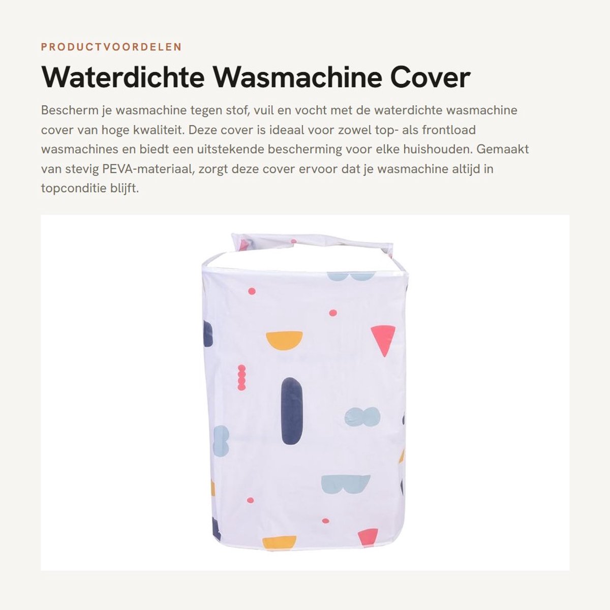 Dailygoods- Wasmachinehoes Waterdicht - Wasmachinebeschermer - Wasmachine overtrek - Wasmachinehoes bovenkant - Wasmachine cover met ritssluiting - PEVA materiaal 57 x 57 x 88 cm