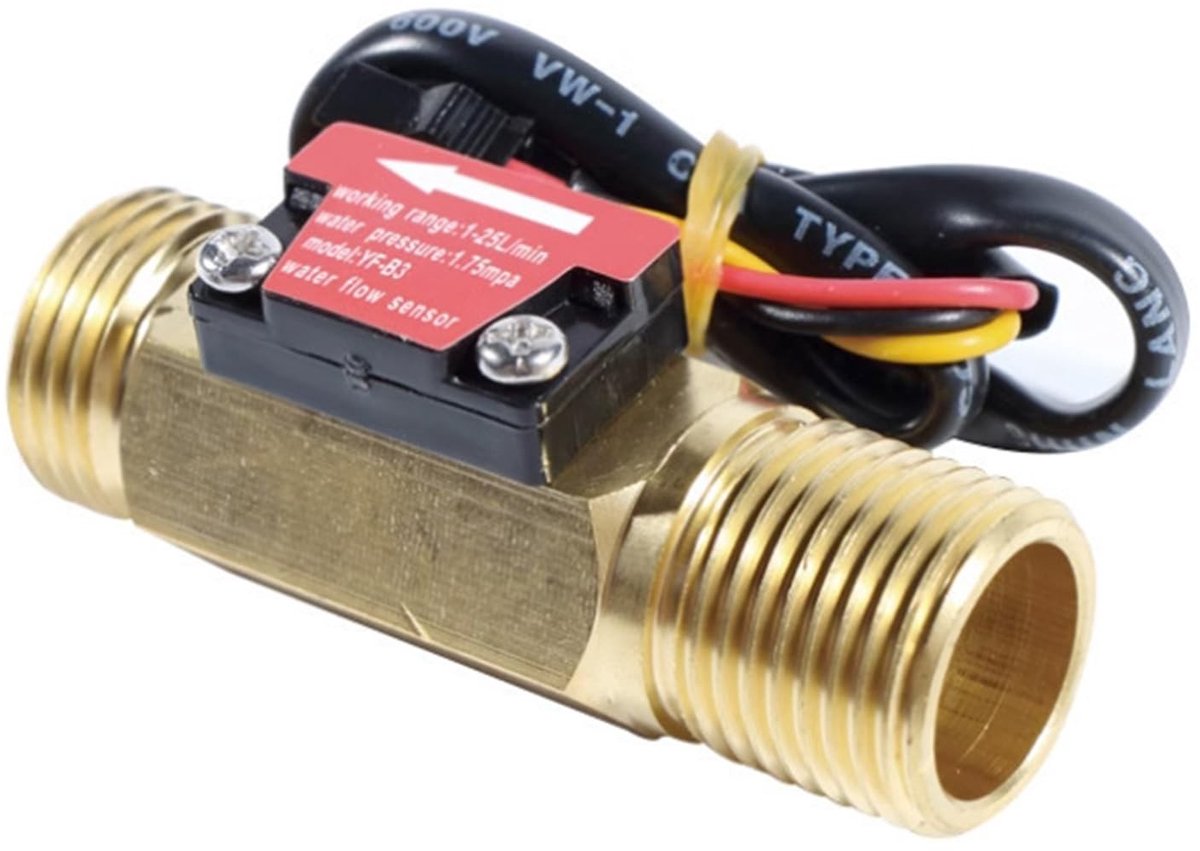 Dailygoods- Waterdoorstroomsensor G3/4 - Doorstromingsmeter 1-30 L/min - Hall-sensor - Waterdoorstroomschakeling - Hoge gevoeligheid - Eenvoudig te installeren