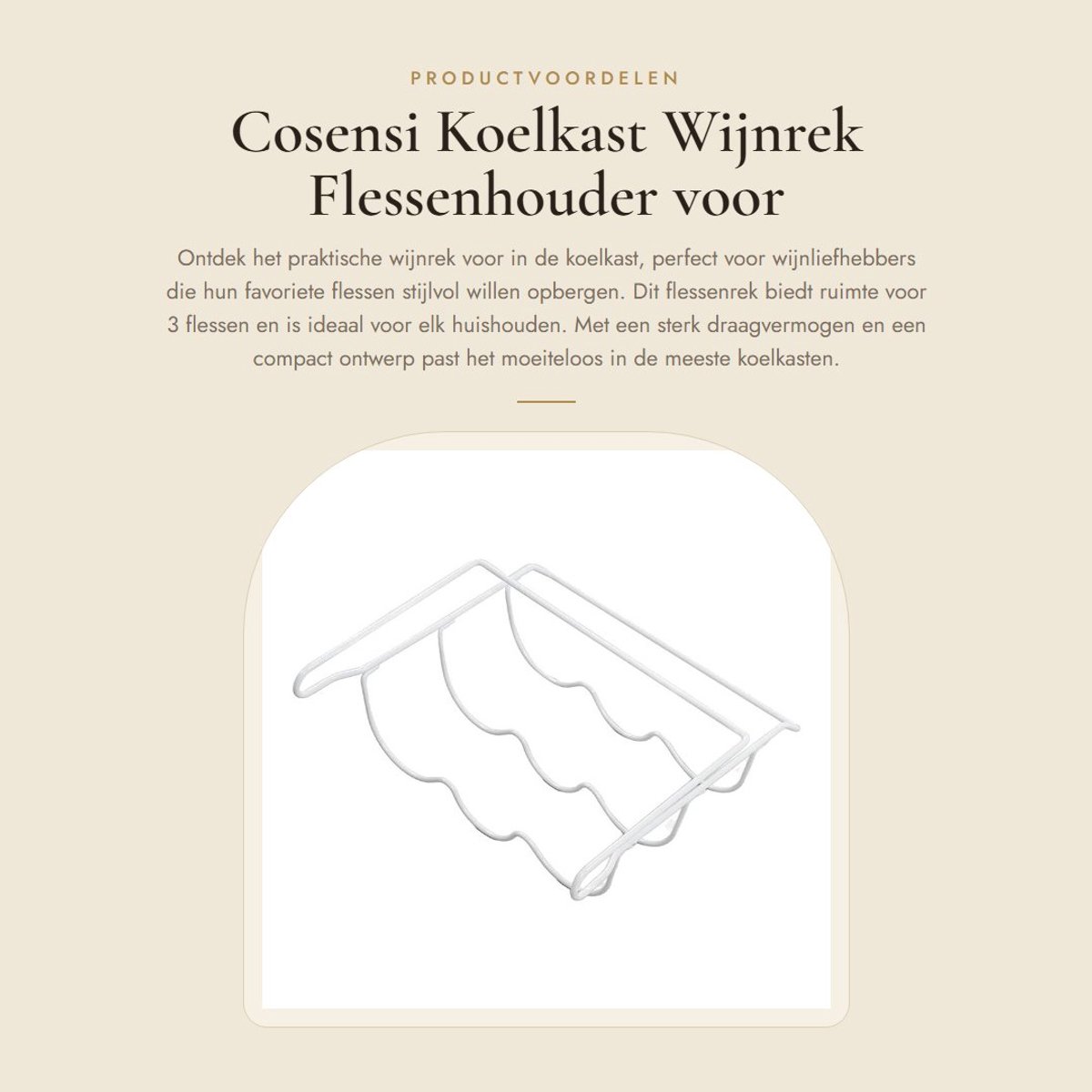 Dailygoods- Wijnrek Koelkast Sterk Draagvermogen - Flessenrek - Flessenhouder - Compact Ontwerp - IJzer - 33x31,5x11,5 cm