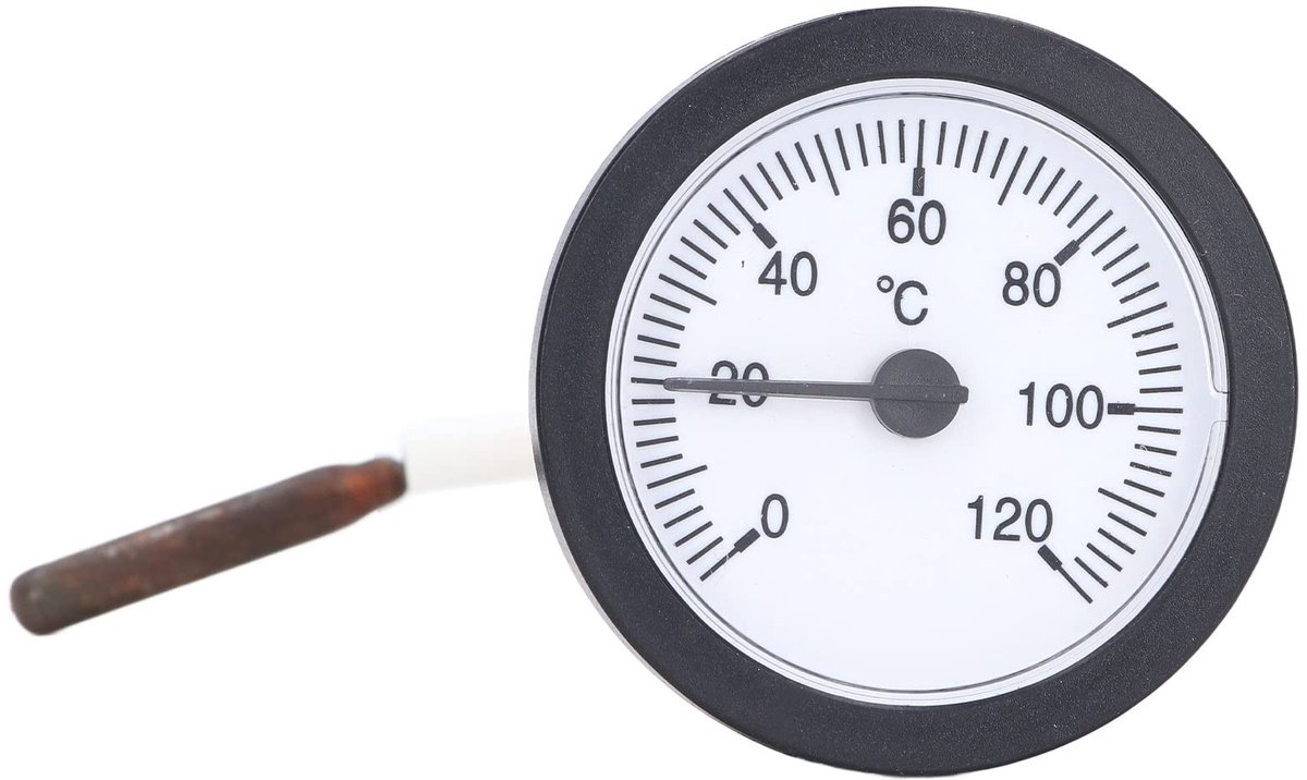 Dailygoods- Thermometer 0-120°C - Wijzerplaat Thermometer - Koper - Temperatuurschaal 52mm - Keukengereedschap - Schaalverdeling - Wijzerplaatthermometer