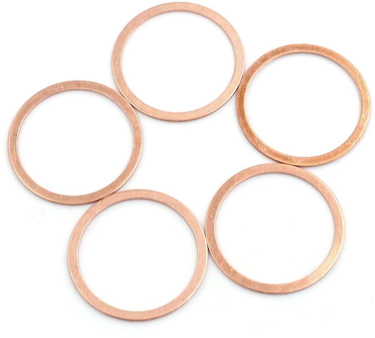 Dailygoods - Set van 5 Platte Koperen Afdichtingen O-vormig 32 mm