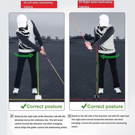 Golfuitlijningsstokken - Golftrainingsstaven - Swing Verbeteren - Draagbaar Ontwerp - 1.05x1.05m - Rood — afbeelding 2