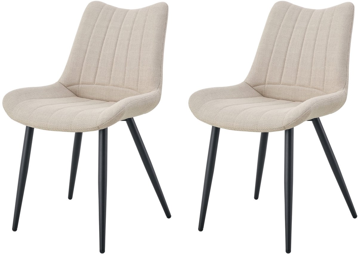 Furnilux Crème stoel set van 2 - Moderne 4-poot eetkamerstoel met quilted rug - 53cm blanc