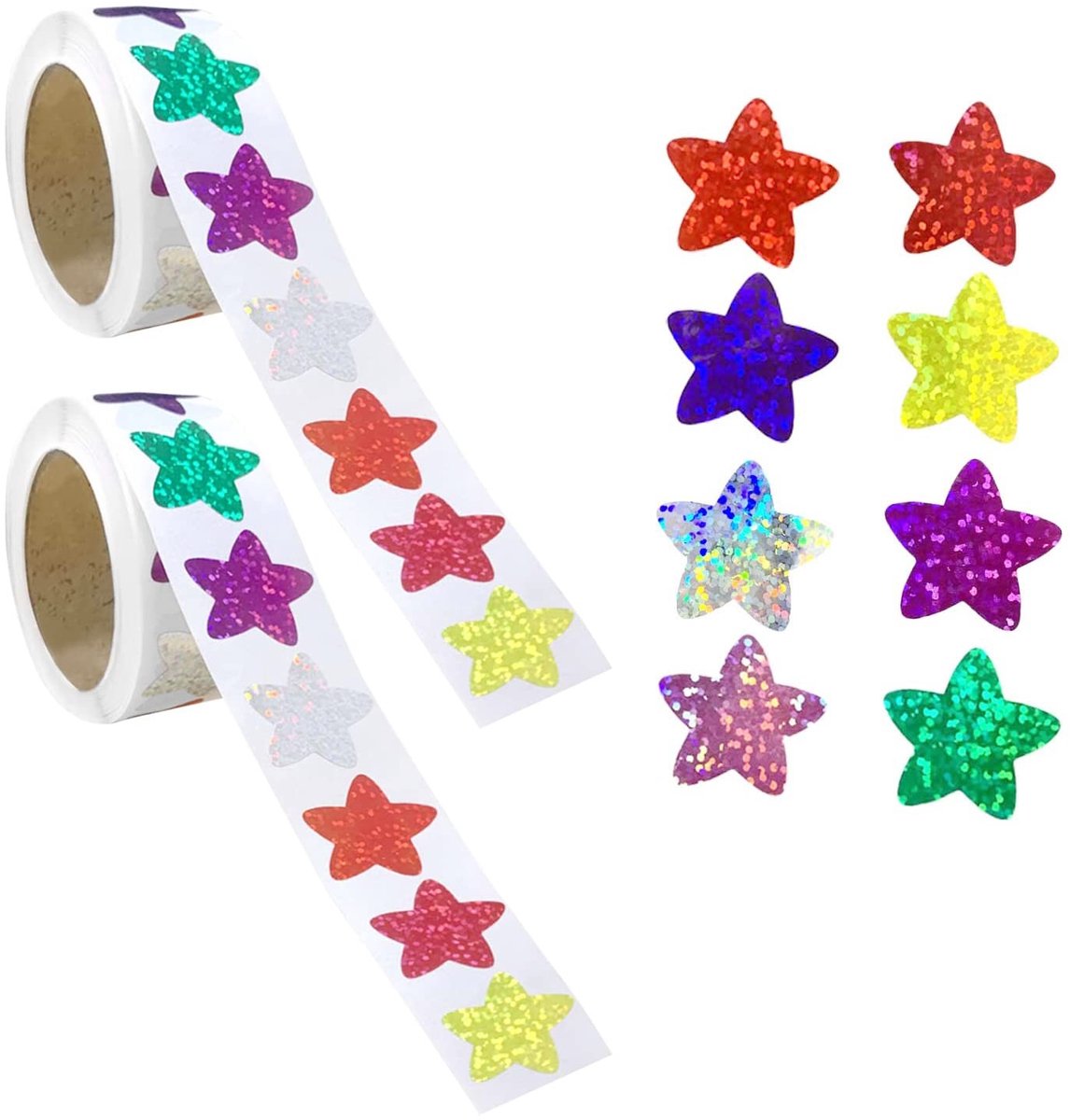 Dailygoods- Sterstickers 1000 stuks - Knipperende Stickers - Beloningsstickers - Motiverende Stickers - Zindelijkheid Stickers - 2,5 cm Diameter