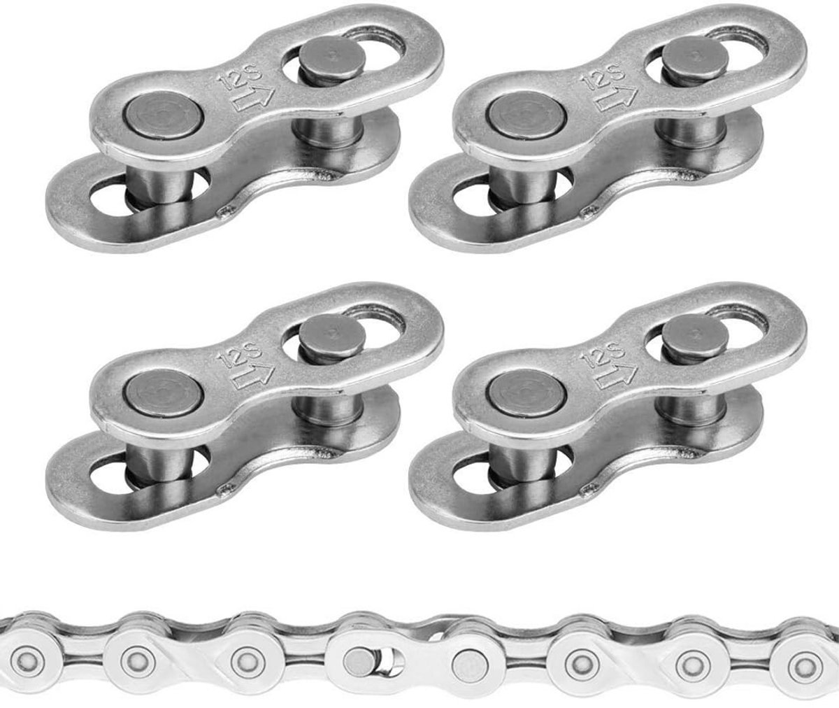 Dailygoods- Fietskettingsluitingen - 4 Paar - Verbindingsstukken van Staal - 12 Versnellingen - Fietsaccessoires - Robuuste Constructie - Kettingconnector