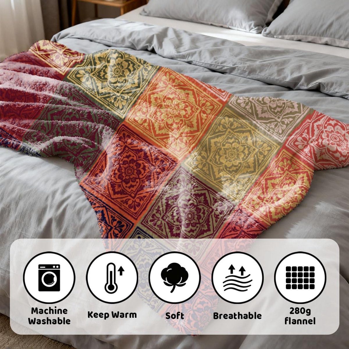 Dailygoods- Deken Zachte Flanel Stof - Super Warm - Voor Bed/Sofa - 150 x 130 cm - Duurzaam - Machinewasbaar - Geschikt voor Volwassenen - Dekbed